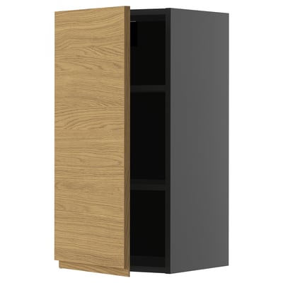 Modern grey and oak cabinet, minimalist design with integrated handles.