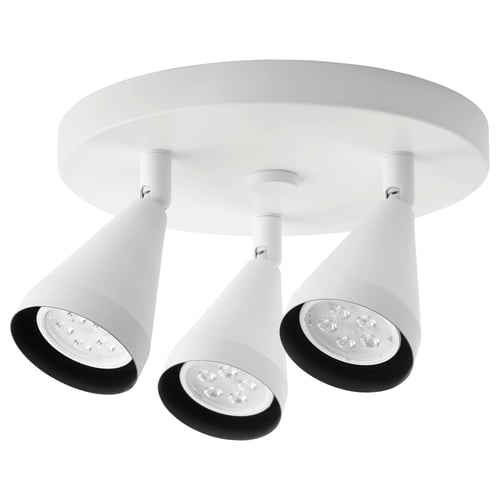 A NÄVLINGE ceiling light, white, with three adjustable spotlights.