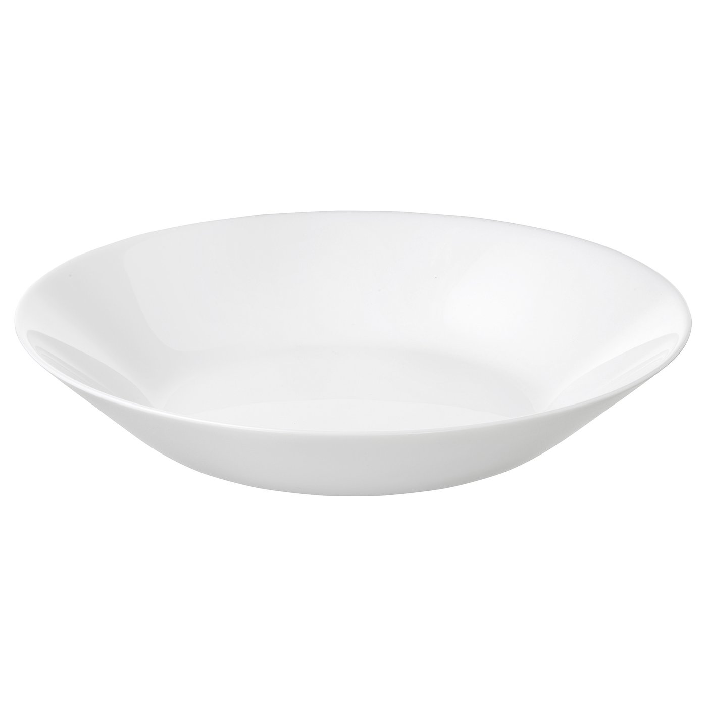 OFTAST white, shallow, bowl-shaped plate made of tempered glass.