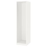 White, tall, rectangular PAX wardrobe frame with foldable construction and adjustable feet.