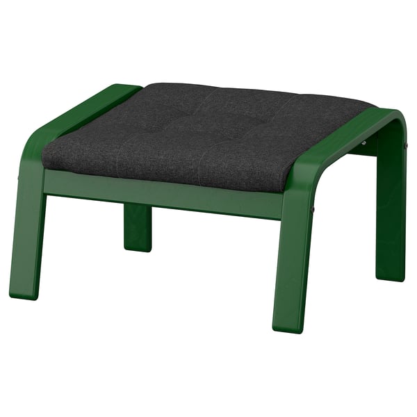POÄNG Footstool, dark green/Gunnared dark grey