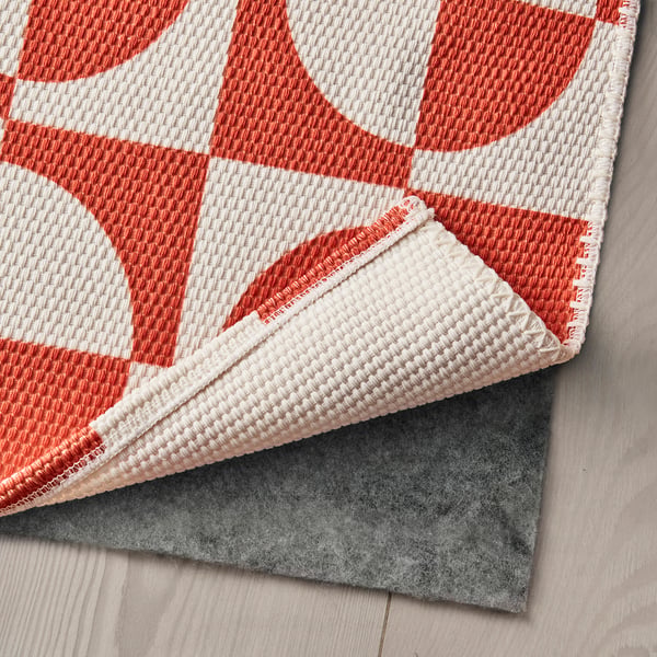 PUBLIKVÄRD Rug, flatwoven, orange/circle pattern, 80x150 cm