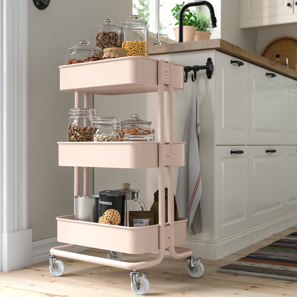 RÅSKOG Trolley, pink, 35x45x77 cm
