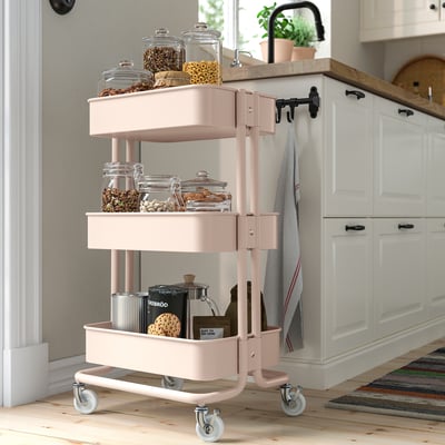RÅSKOG Trolley, pink, 35x45x77 cm