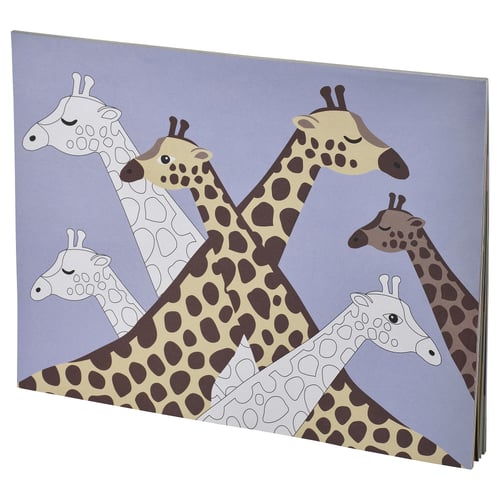Sandlopare book with colourful giraffe illustrations on purple cover.