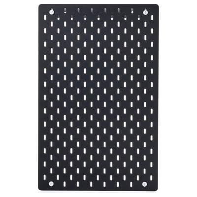 SKÅDIS black pegboard: rectangular, perforated, black painted steel, versatile storage solution.