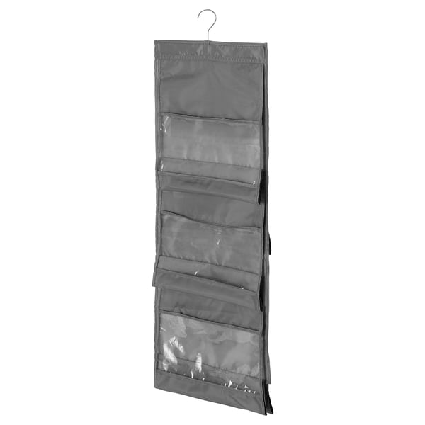 SKUBB hanging organiser, grey, recycled polyester, rectangular, multi-pocketed design.