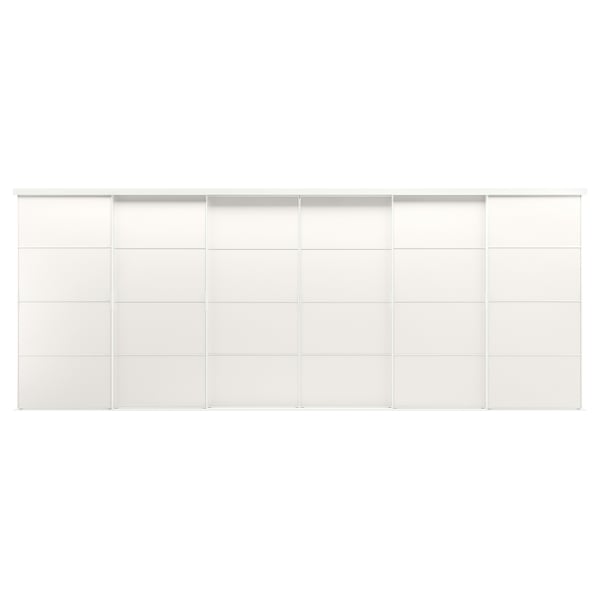 SKYTTA white modern sliding door unit, minimalist design with aluminium frame and fiberboard panels.