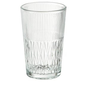 Glass vase SMÄLLSPIREA with vertical flutes and diamond pattern.