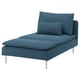 SÖDERHAMN blue chaise longue, modern & comfy, deep seat, metallic legs.