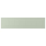 A green STENSUND cabinet front with grooved panels, made of fibreboard, in a rectangular shape with a classic design.