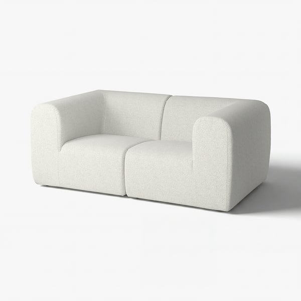 STOCKHOLM 2025 sofa, light grey, modern shape, soft fabric, minimalist design.