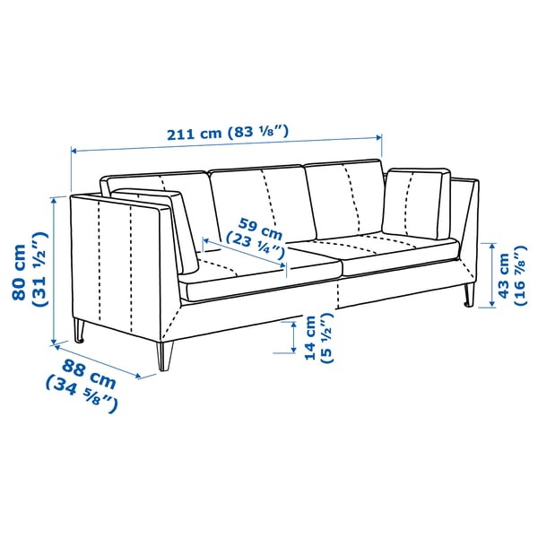 Illustration with measurements for the product: STOCKHOLM.
