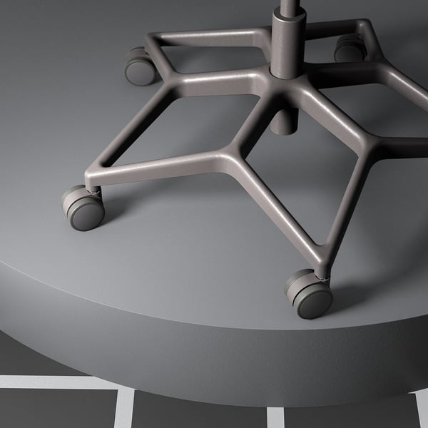 Styrspeel gaming chairs dark grey base with swivel wheels, designed for stability and movement.