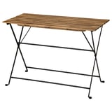 TÄRNÖ table: rectangular, wood top, black metal legs, foldable, outdoor use.