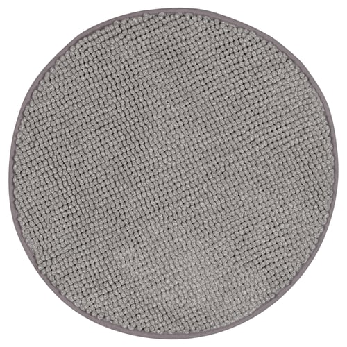 Round grey bath mat, TOFTBO, soft microfiber, recycled materials.
