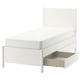 TONSTAD off-white bed, sleek modern design, 2 storage drawers, sturdy wood structure.