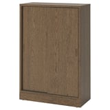 Brown wooden TONSTAD cabinet, sliding doors, adjustable shelves.