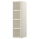 A TORNVIKEN white, open kitchen cabinet with three shelves made of fibreboard. Its minimalist design maximises storage efficiency in narrow spaces.