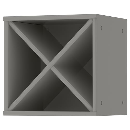 TORNVIKEN grey storage cube, open design, holds bottles, fiberboard.