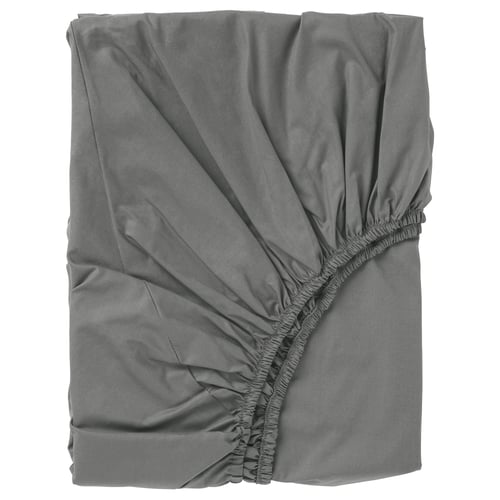 ULLVIDE grey bed sheet, rectangular, elastic edges, smooth texture.