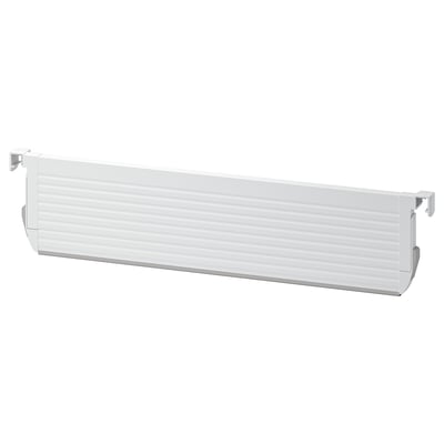 An UPPDATERA white plastic drawer divider, adjustable, with rubber strips for organisation.