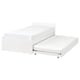 VIHALS white bed frame with trundle. Mattress supported by slats, clean design.