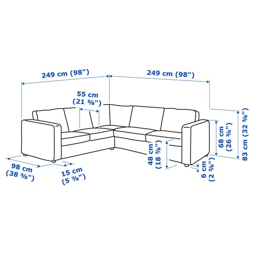 VIMLE Corner sofa, 4-seat, Knäbäck grey-green