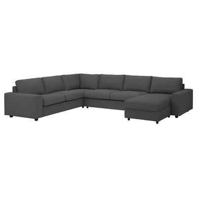 VIMLE dark grey u-shaped sectional sofa with chaise longue and storage.