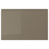 VOXTORP high-gloss dark grey-brown kitchen door with sleek, modern design and integrated handle.
