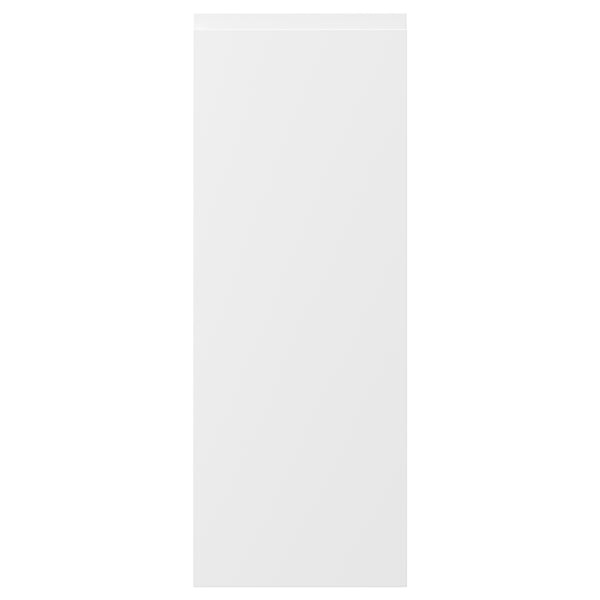 VOXTORP: matte white kitchen unit with sleek, integrated handles; modern, minimalist design.