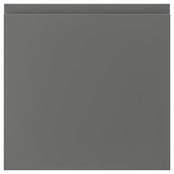 VOXTORP grey kitchen drawer, minimalist design with integrated handles.