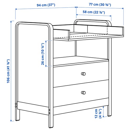 Abbildung mit Maßen für das Produkt: ÄLSKVÄRD.