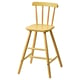 Einzelner leuchtend gelber Hocker mit Rückenlehne, vier Beinen, Holz, schlichtes Design.