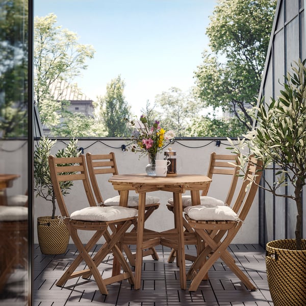 ASKHOLMEN Klapptisch+4 Klappstühle/außen
