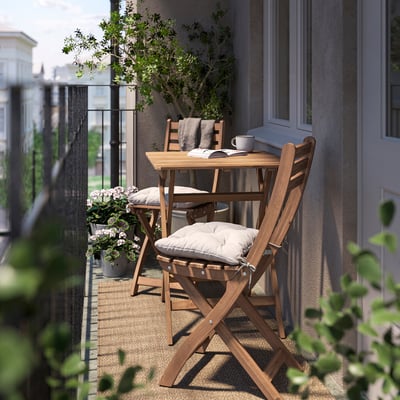 ASKHOLMEN Tisch+2 Klappstühle/außen
