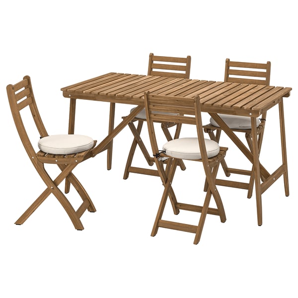 ASKHOLMEN Tisch+4 Klappstühle/außen