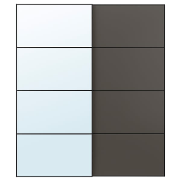 AULI verspiegelte und schwarze Schiebetüren. Modern, rechteckig, mit verschiedenen Oberflächenoptionen. Aluminiumrahmen mit Sicherheitsglas.