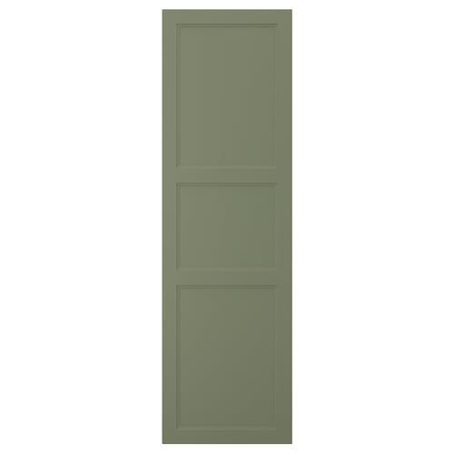AXSTAD Tür in Grün mit grau-grünem Einlass, rechteckiges und minimalistisches Design, hergestellt aus Faserplatten mit Melamin und Kunststofffolie.