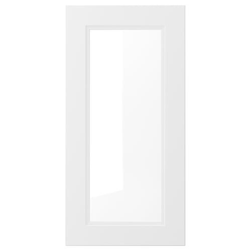 AXSTAD weiße Schranktür, mattes Finish, quadratische Einsatzplatte, ABS-Kunststoffprofil, Sockel aus Faserplatten und Glas.