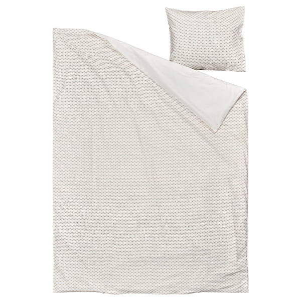 BANDKNIPPE Bettwäsche-Set, 2-teilig, weiß/beige, 150x200/50x60 cm