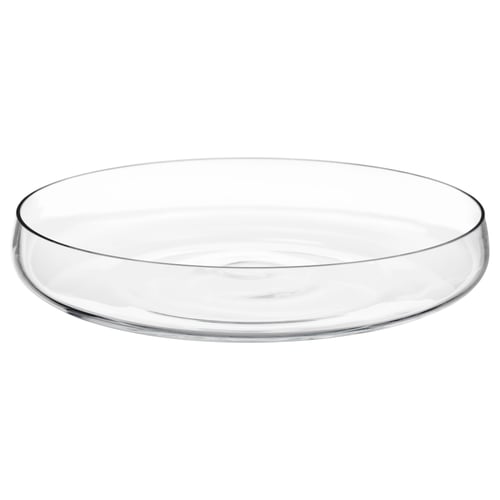 Eine klare, runde, handgefertigte Glasschale namens BERÄKNA, die sich perfekt für Blumenarrangements eignet.