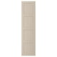 Eine BERGSBO-Tür in Beige mit vierteiligem Design. Es hat eine halbmatte Oberfläche und besteht aus Faserplatten mit Papierfolie.