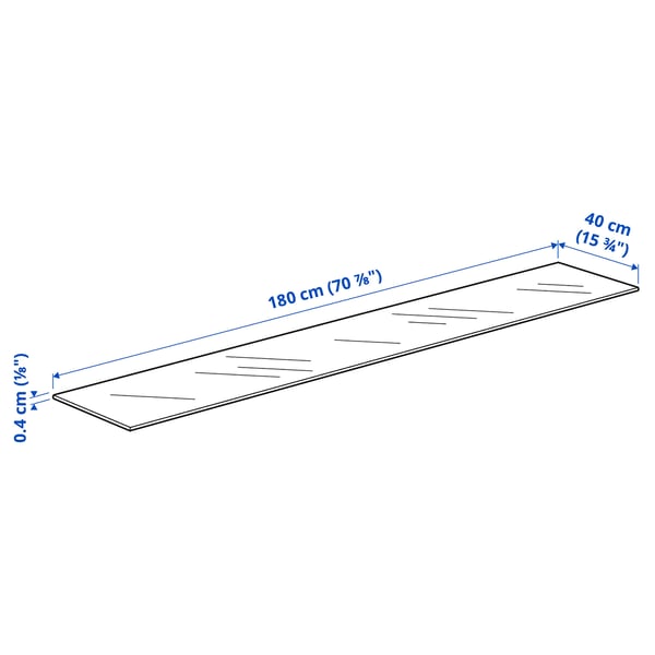 BESTÅ Deckplatte, Glas/weiß, 180x40 cm