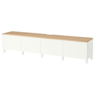 BESTÅ TV-Bank mit Türen, weiß/Lappviken/Stubbarp weiß, 240x42x50 cm