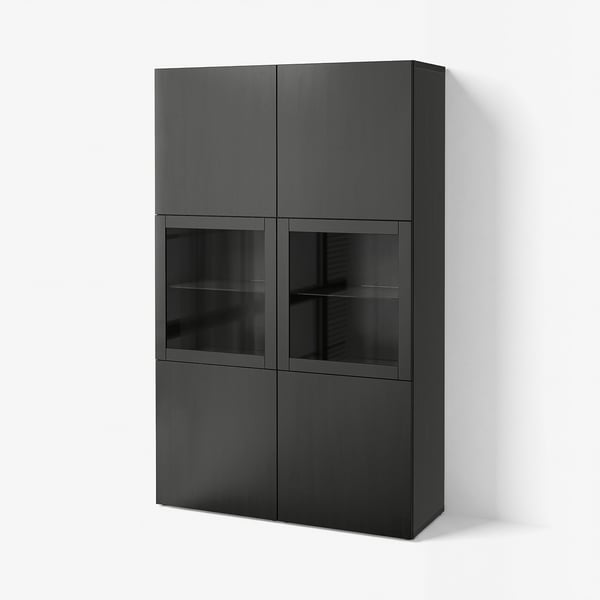 BESTÅ Vitrine, schwarzbraun Lappviken/Sindvik Klarglas sbr, 120x42x193 cm