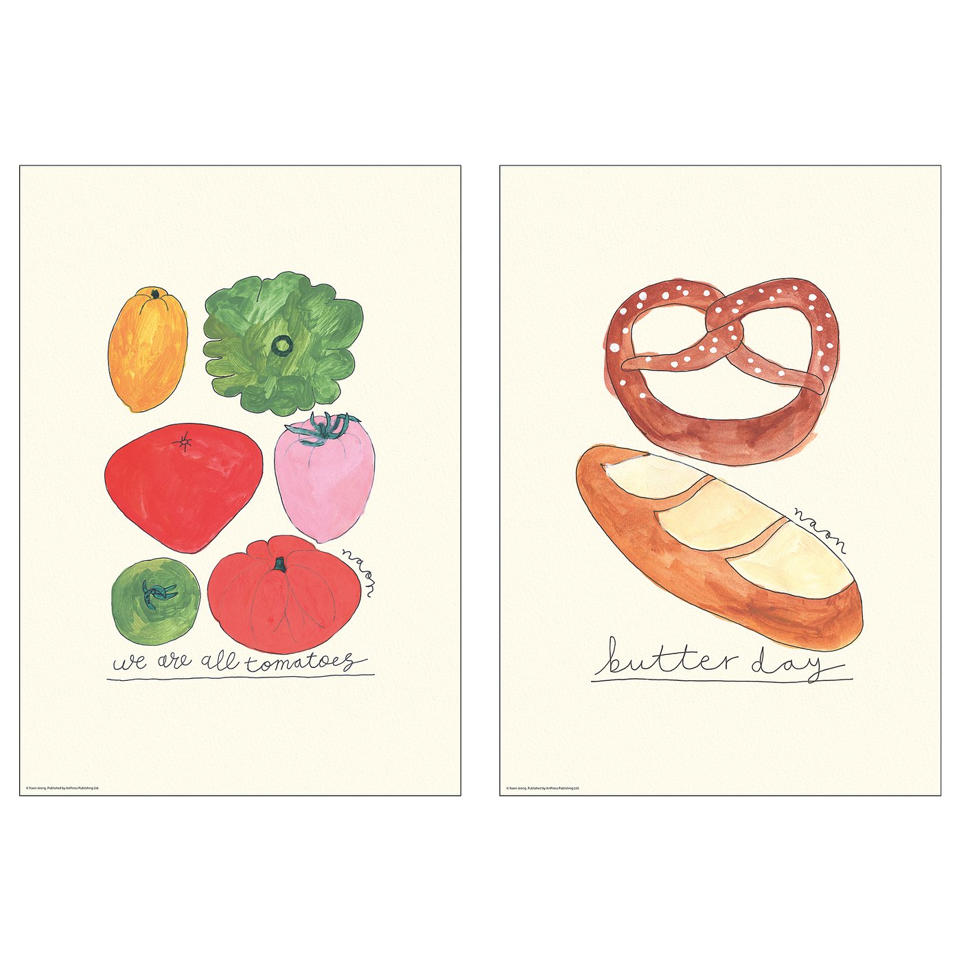 Zwei Beispiele: buntes Gemüse, wir sind alle Tomaten und Brezeln mit Brot, Buttertag.