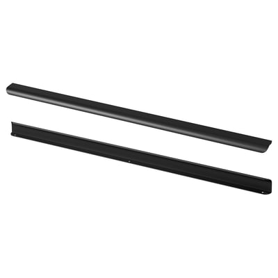 Schwarze moderne Küchengriffe, Aluminium, lange, rechteckige Form.