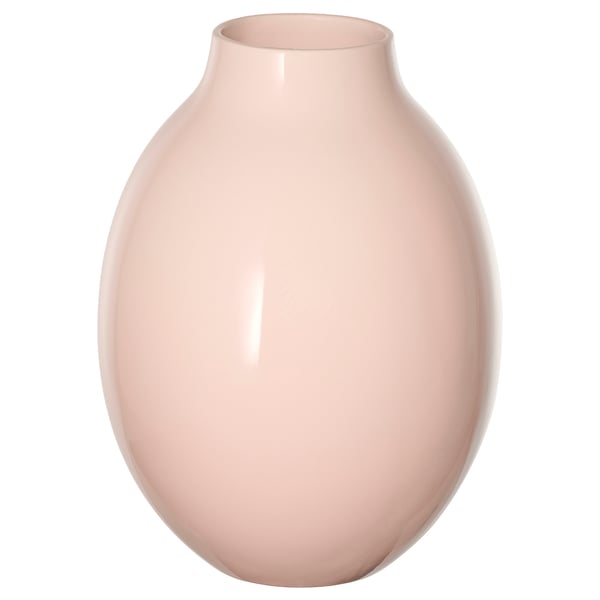 Vase BLODBJÖRK: hellrosafarbenes, rundes Steinzeug mit schmalem Hals, romantisches Dekor.