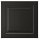Schwarze quadratische Schrankschubladenfront mit abgeschrägtem Paneeldesign, glatt lackierte Oberfläche.